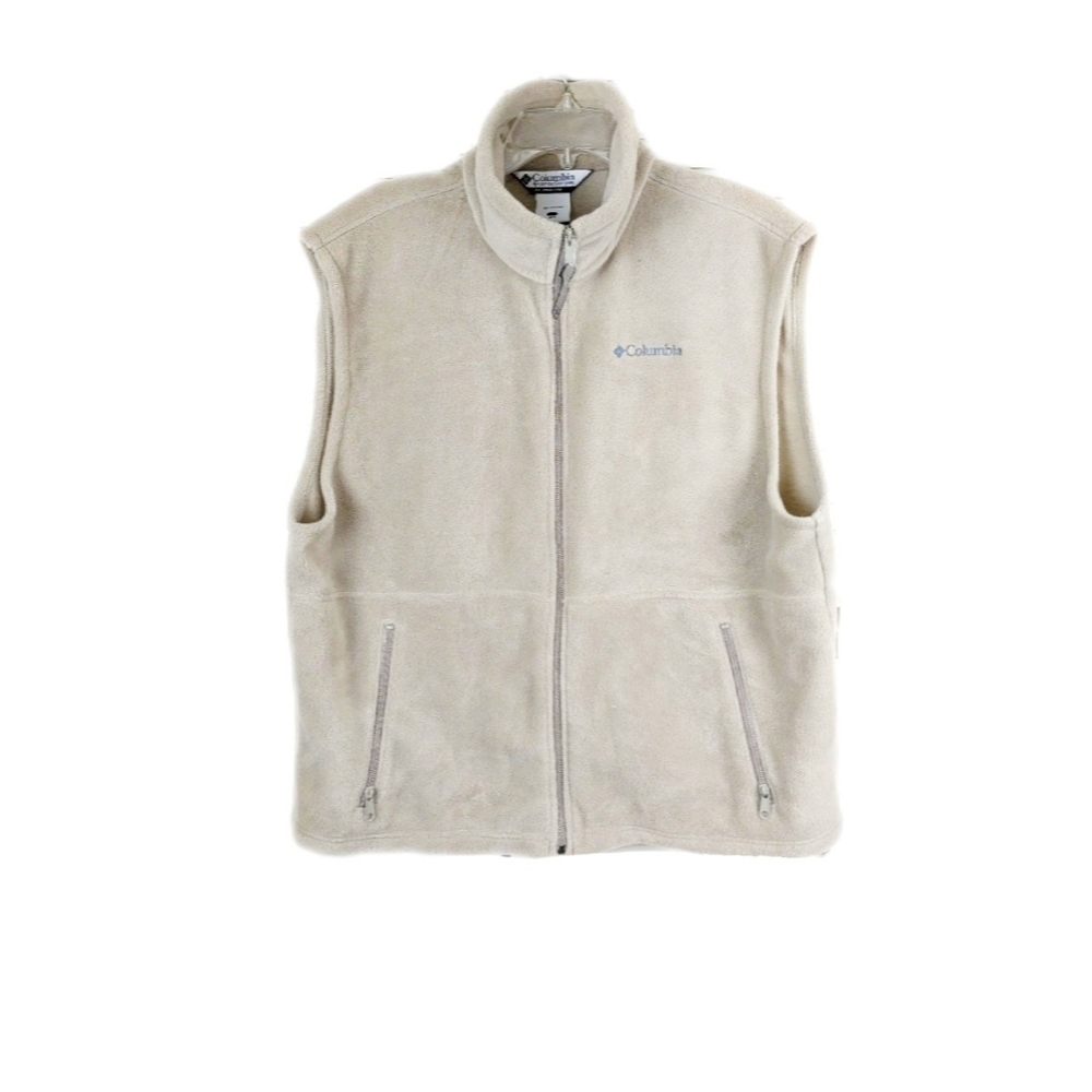Columbia Men's L Taupe  Fleece Full Zip Winter Warm Vest - Picture 2 of 9